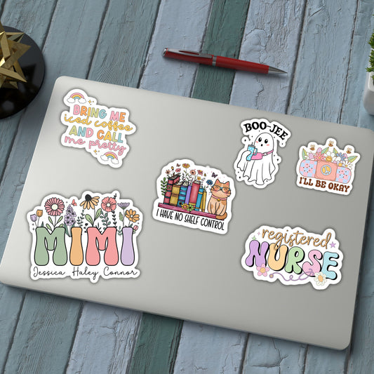 Gift for Mimi sticker Personalized Grandma stickers Custom Name Stickers Aesthetic sticker Mother's day gift Grandkids names gift wildflower