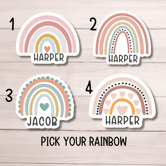 Locker name Magnet Boho Rainbow name sticker Personalized name Magnet Custom Name aesthetic stickers Tumbler cup name gift Locker Decor