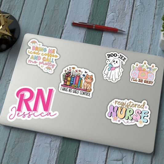 Registered nurse Sticker name personalized nurse magnet Registered nurse RN Retro font custom Name Personalized healthcare LVN CNA name gift