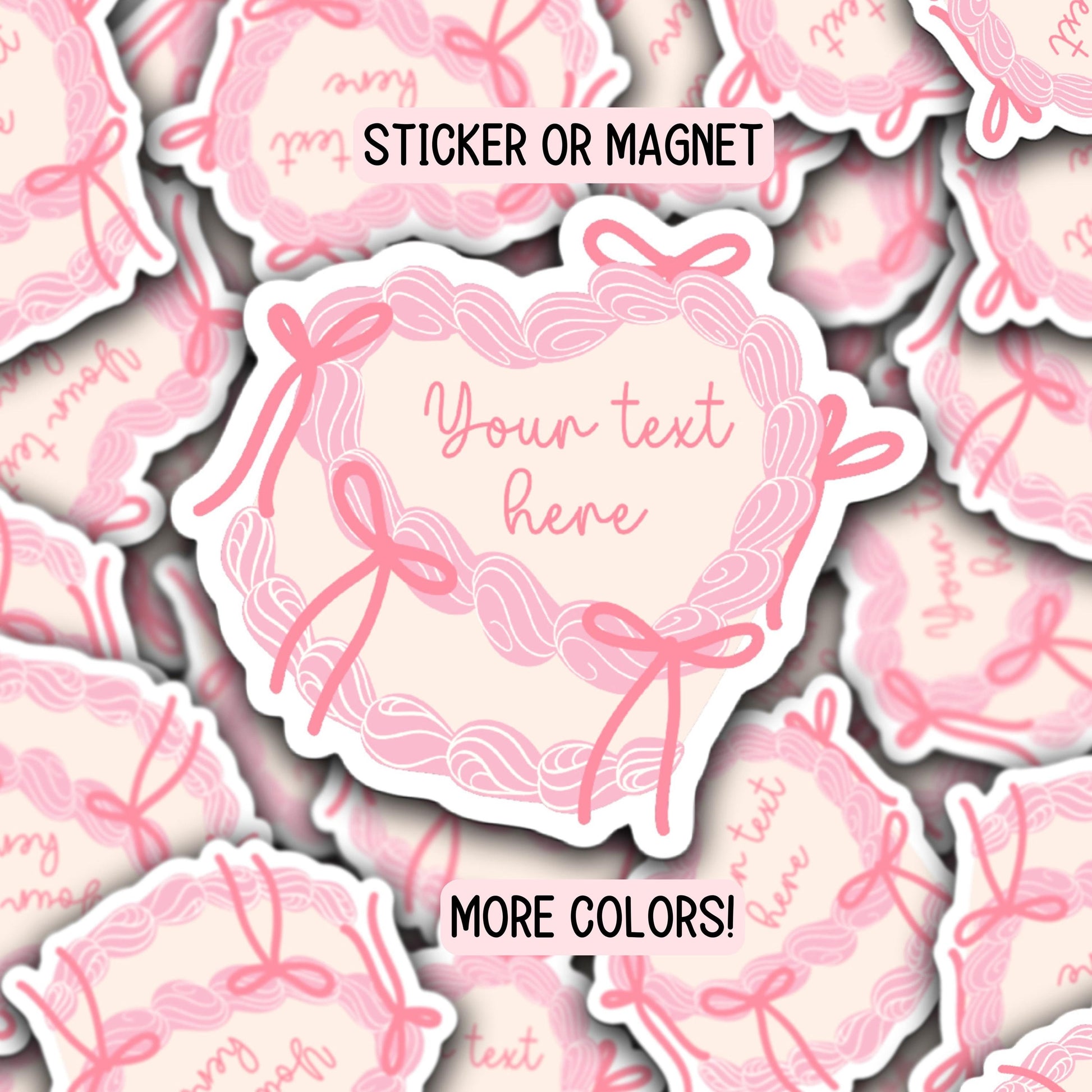 Coquette custom text sticker magnet pink bow girlie personalized locker decor preppy coquette cake cute name accessories Coquette Ribbon Bow
