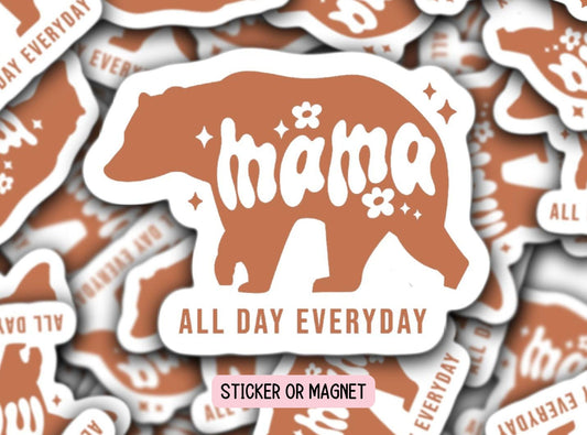 Mama bear sticker Mama aesthetic sticker Mom Sticker Tumbler cup sticker Gift for mom Lap top sticker water bottle magnet journal notebook