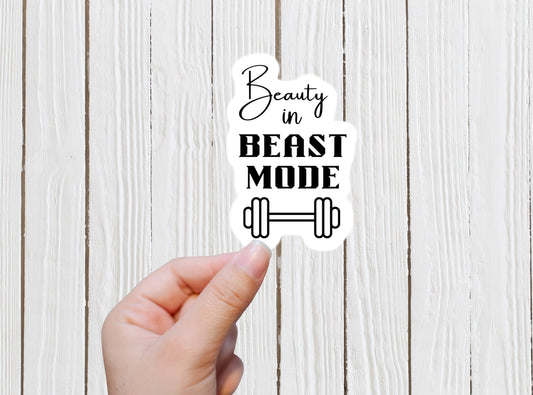 Beauty in beast mode, fitness sticker, motivational sticker, beast mode sticker, workout sticker, positive sticker, beauty sticker