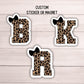 Cheetah Chenille Coquette Monogram Sticker For Girly Girl ribbon bow Initial sticker Sticker For Laptop Trendy girl gift magnet kids name