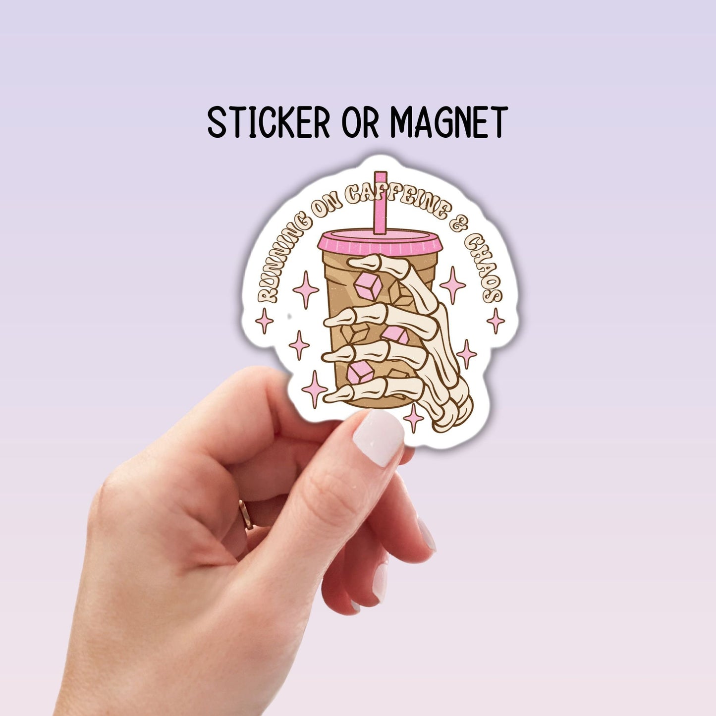 Coffee and chaos Coffee lover sticker Iced coffee Retro Funny sticker water bottle notebook Magnet fridge sticker gift sarcastic funny