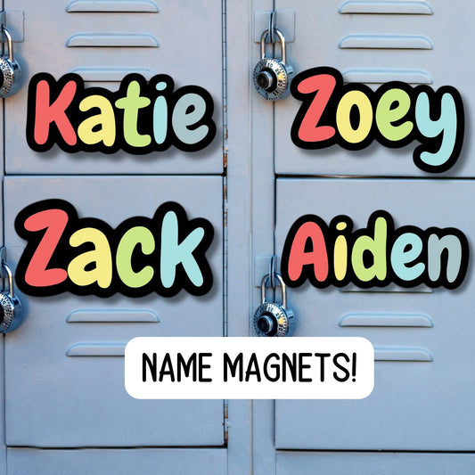 School locker magnet Custom name Magnet personalized magnet name magnet locker magnet fridge magnet kids name magnet locker decor Retro