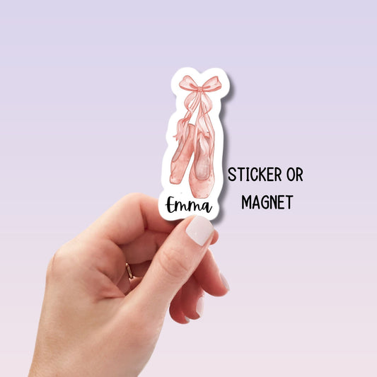 Custom name ballerina sticker ballet sticker dance sticker dancer ballet shoes Dance life dancing kids name sticker lunch box sticker magnet