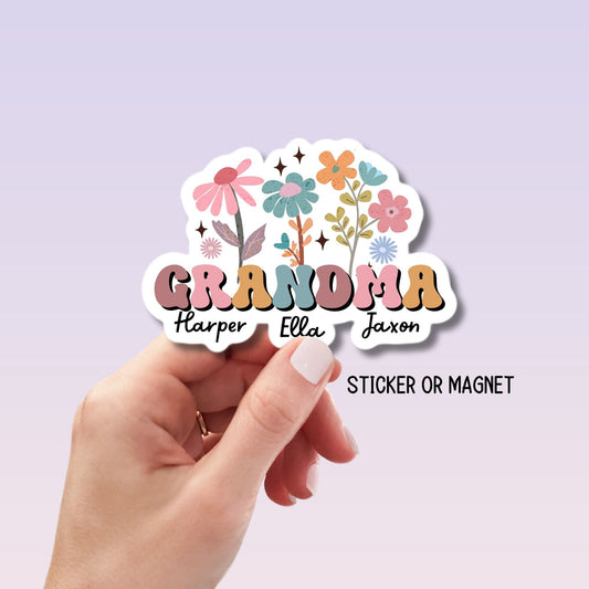 Custom Grandma gift sticker Personalized Grandma Custom Name Stickers Nana gift Mother's day gift Grandkids names gift Gigi Mimi Nona meemaw
