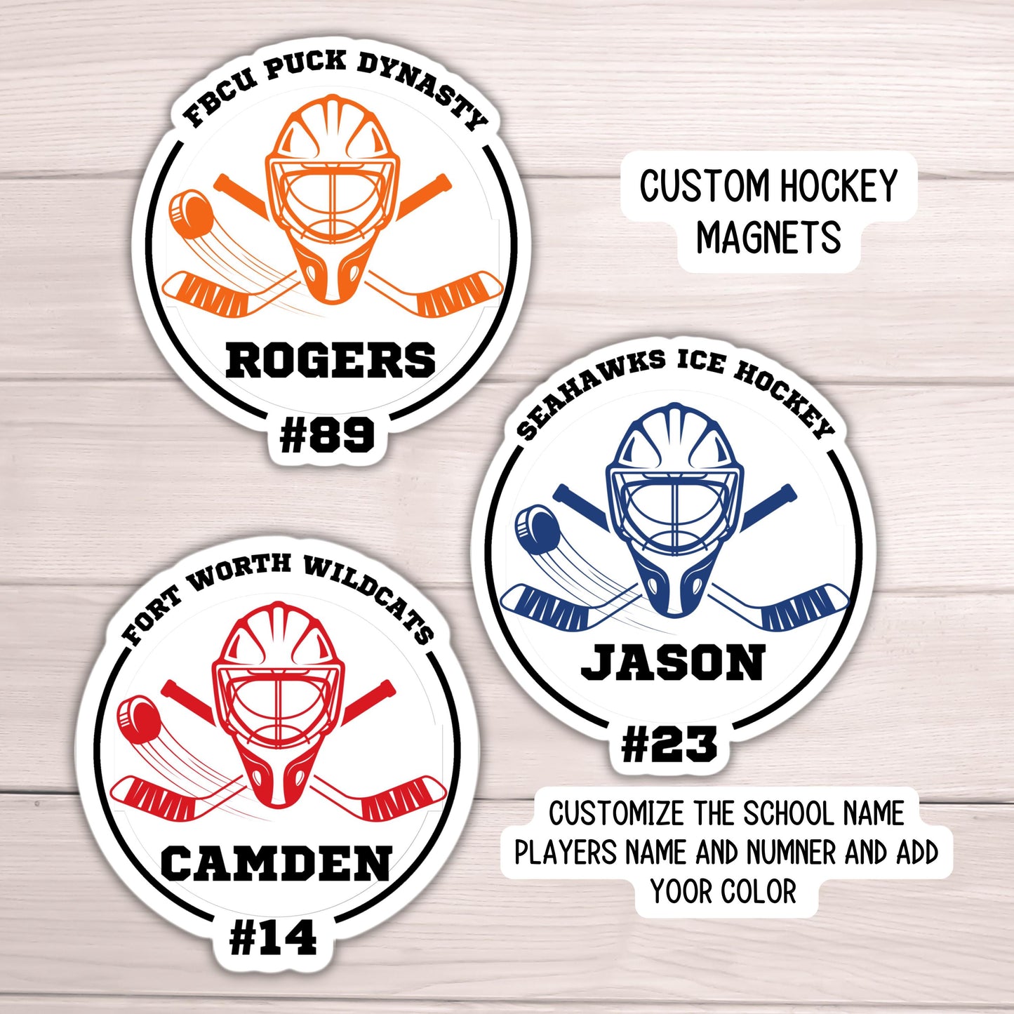 Hockey custom name number hockey player team magnet custom personalized School locker magnet Custom name gift mascot magnet sports