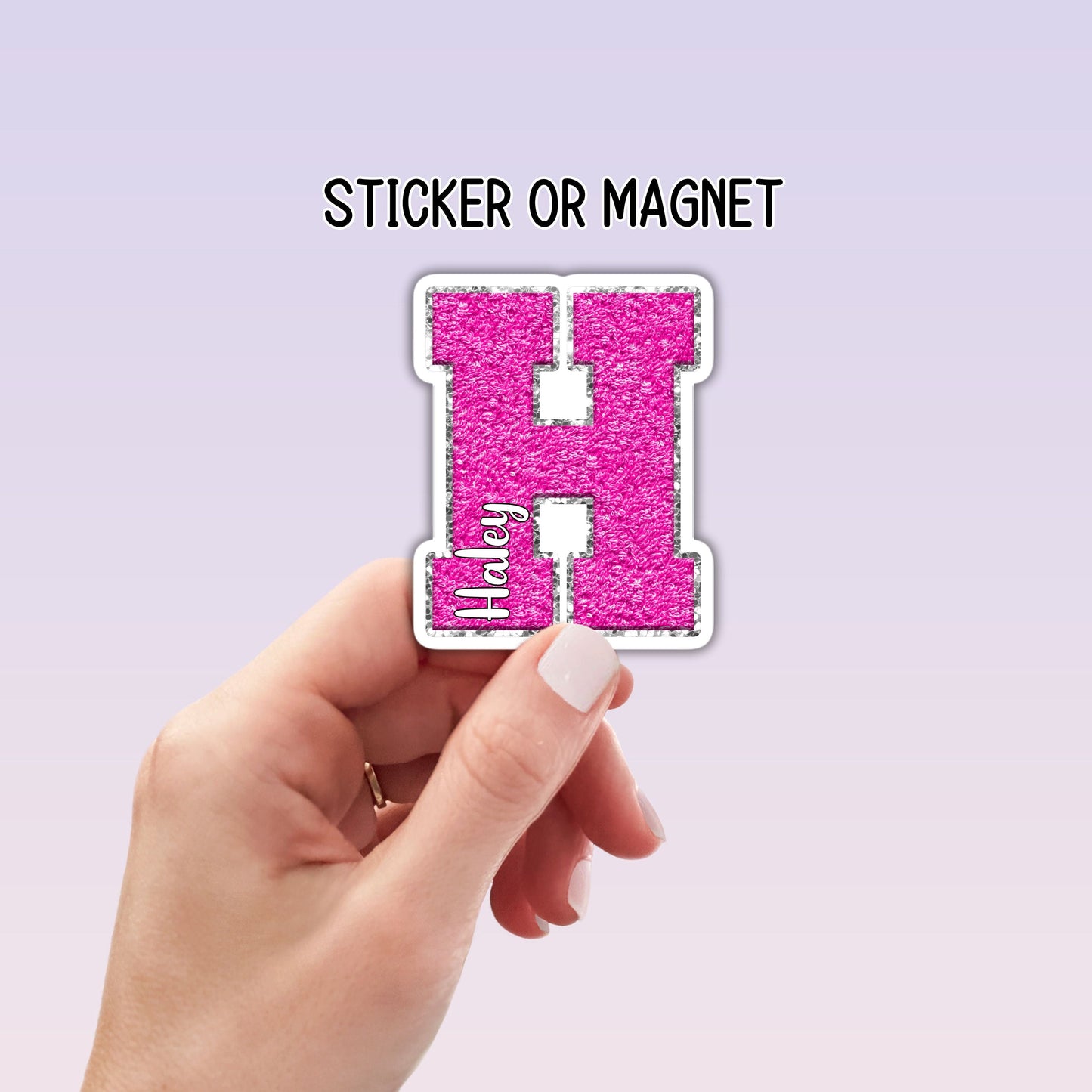 Chenille Name sticker Water bottle sticker Chenille letter Varsity name Personalized name sticker Custom kids name sticker Locker magnet