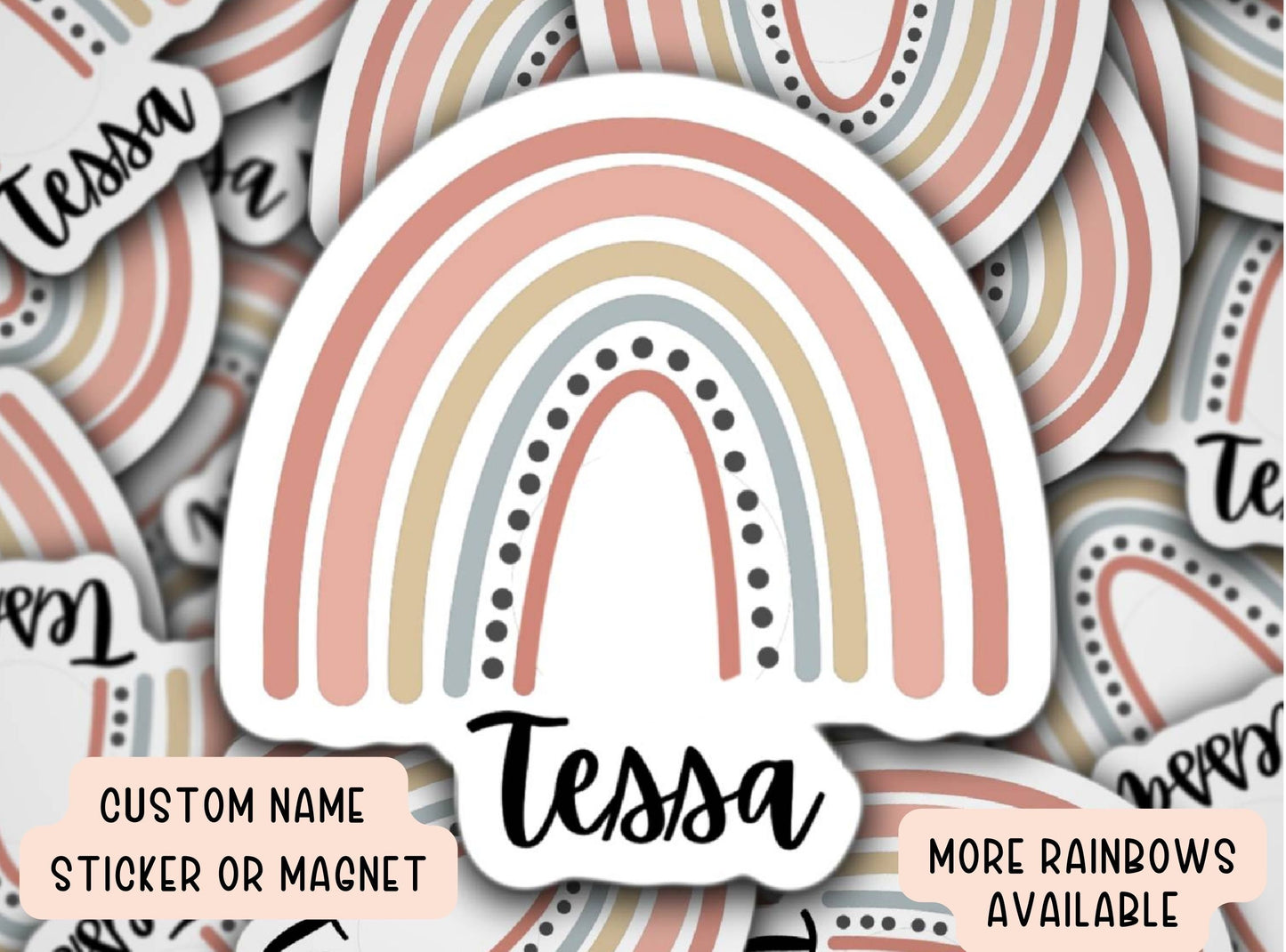 Boho Rainbow name sticker, Personalized name stickers, Custom Name Stickers, aesthetic stickers, best friend gift, kids name sticker, gift