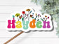 Kids name sticker Retro floral name Personalized Custom Name Stickers Aesthetic stickers best friend gift retro water bottle minimalist gift