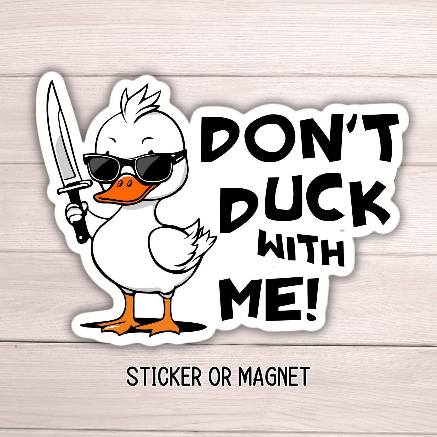 Duck with knife funny duck dont duck with me Sticker retro funny sticker Water bottle Gift For Her Cute Laptop Decal funny Gifts Under 5