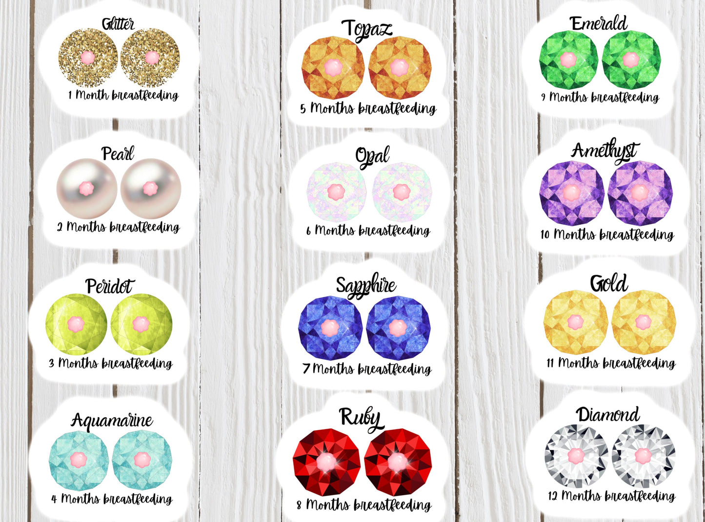 Breastfeeding award Milestone Nursing months Pump awards Sticker Eat local Milk maker Boobie awards Gem stones Diamond awards Lactation gift