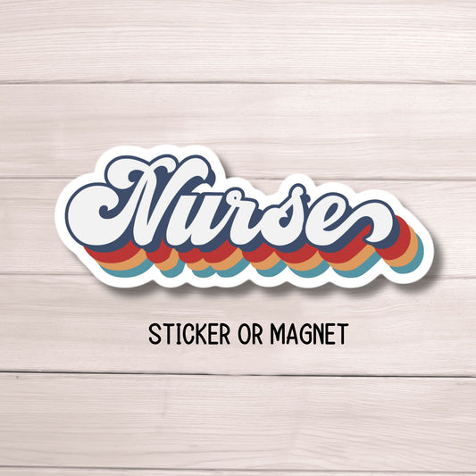 Retro Nurse sticker, RN gift, nurse gift, nurse magnet, Nurse gift, water bottle nurse sticker, nurse sticker, lap top, nurse magnet, locker