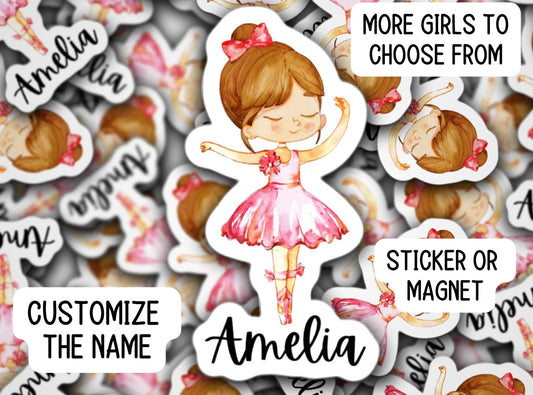 Custom name ballerina sticker, ballet sticker, dance sticker, dance mom, ballet shoes, Dance life, dancing, dancer, water bottle sticker