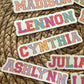 Chenille name sticker Varsity font kids name sticker personalized sticker Locker Magnet Water bottle name sticker Chenille patch Custom