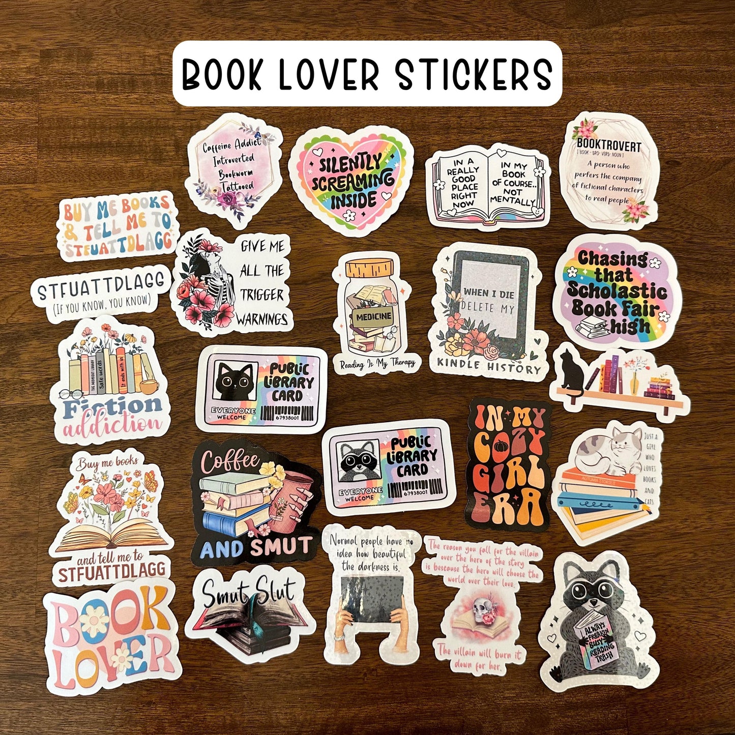 Book lover sticker Booktrovert book worm book nerd booktok Bookish water bottle reading quotes book lover gift cute introvert library card
