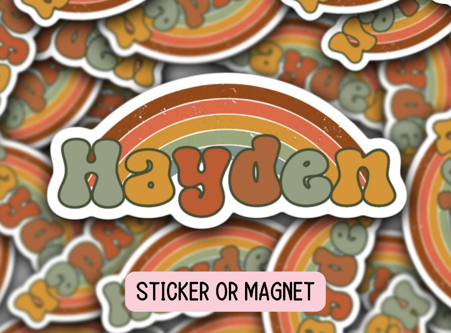 Custom name sticker Retro name sticker Personalized name Retro rainbow Aesthetic best friend gift kids name stickers tumbler sticker lap top