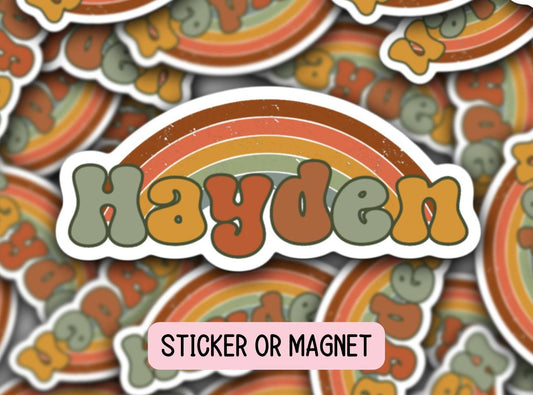 Custom name sticker Retro name sticker Personalized name Retro rainbow Aesthetic best friend gift kids name stickers tumbler sticker lap top