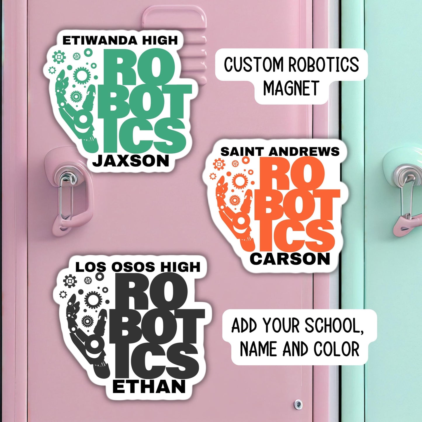 Robotics club custom magnet engineer robot gears high school club name personalized  team name locker school team locker decoration gift