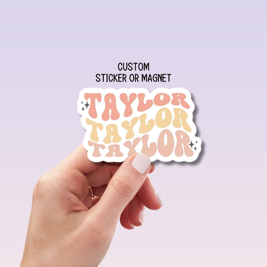 Retro wavy name sticker Personalized name stickers Custom Name Sticker Aesthetic sticker Water bottle sticker Kids name sticker Retro font