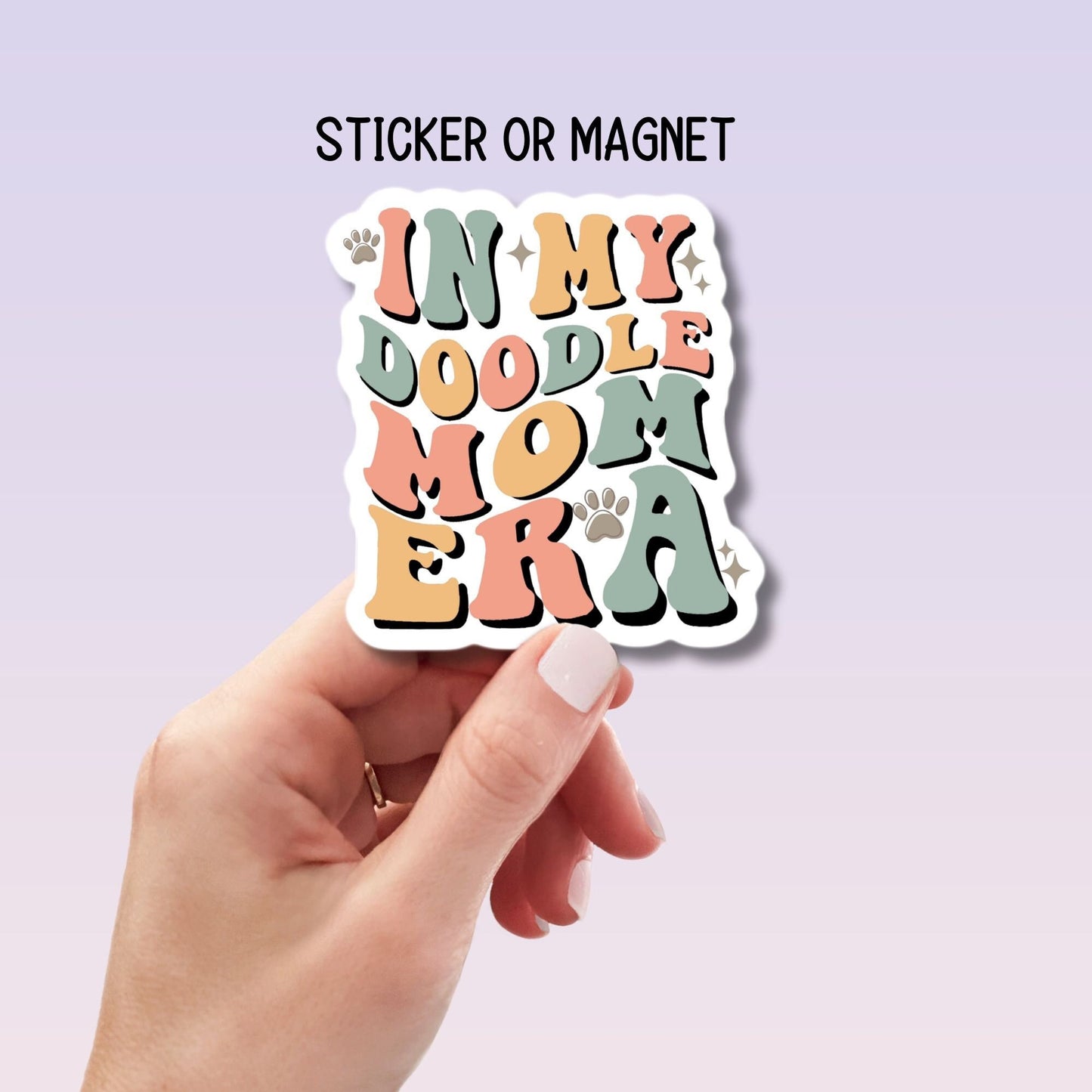 In My Doodle Mom Era retro Golden Doodle Sticker Pet sticker Goldendoodle Sticker Labradoodle Bernedoodle Doodle mom dog mom gift wavy font