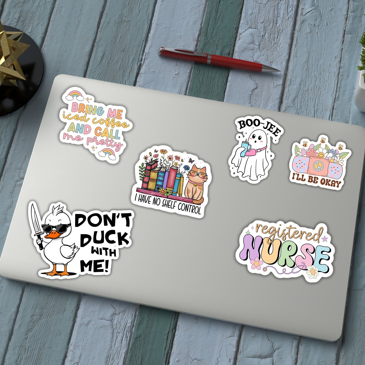 Duck with knife funny duck dont duck with me Sticker retro funny sticker Water bottle Gift For Her Cute Laptop Decal funny Gifts Under 5
