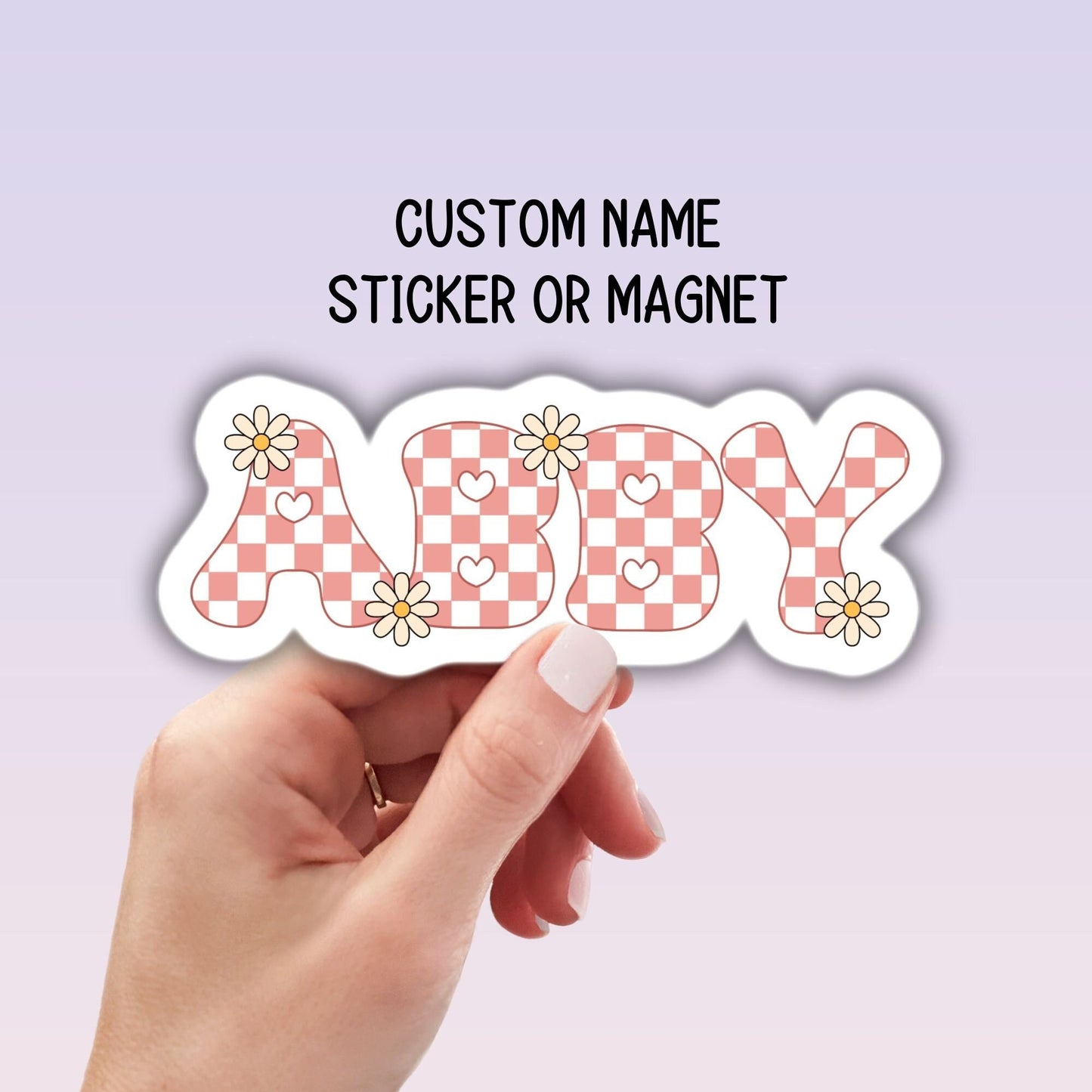 Personalized name Retro name sticker Custom name sticker Floral Name sticker Water bottle sticker Daisy name  Kids name sticker lap top