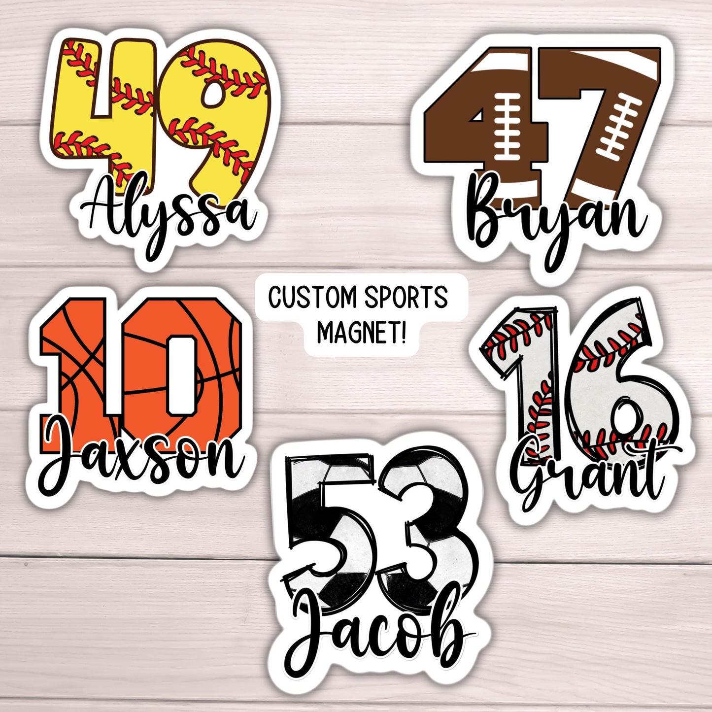 Custom Football basketball soccer softball baseball number magnet team gift name personalized sports locker magnet school locker decoration