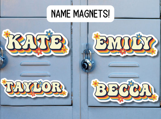 School locker magnet Custom name Magnet personalized magnet name magnet locker magnet fridge magnet kids name magnet locker decor Retro