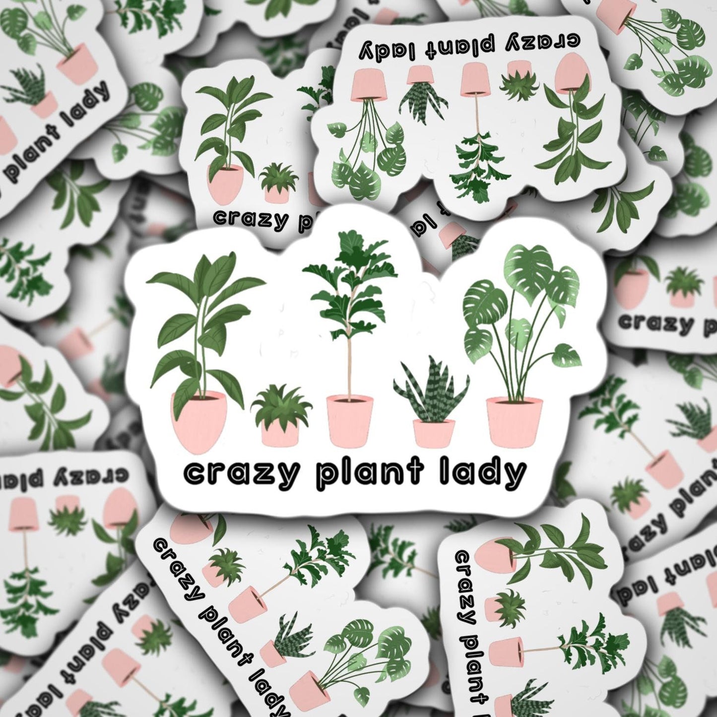 Crazy plant lady sticker, plant sticker, funny plant sticker, potted plant sticker, gift for mom, fiddle leaf fig, snake plant