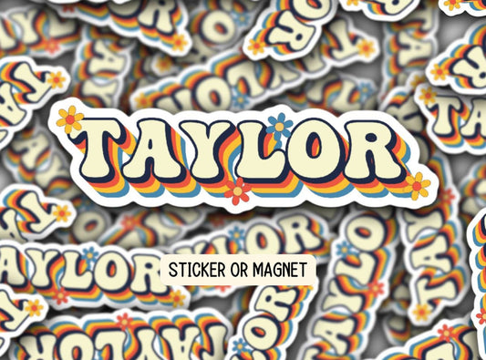 Water bottle name sticker Tumbler cup name sticker Retro font name Floral Name sticker Personalized name  Daisy name Kids name sticker gift