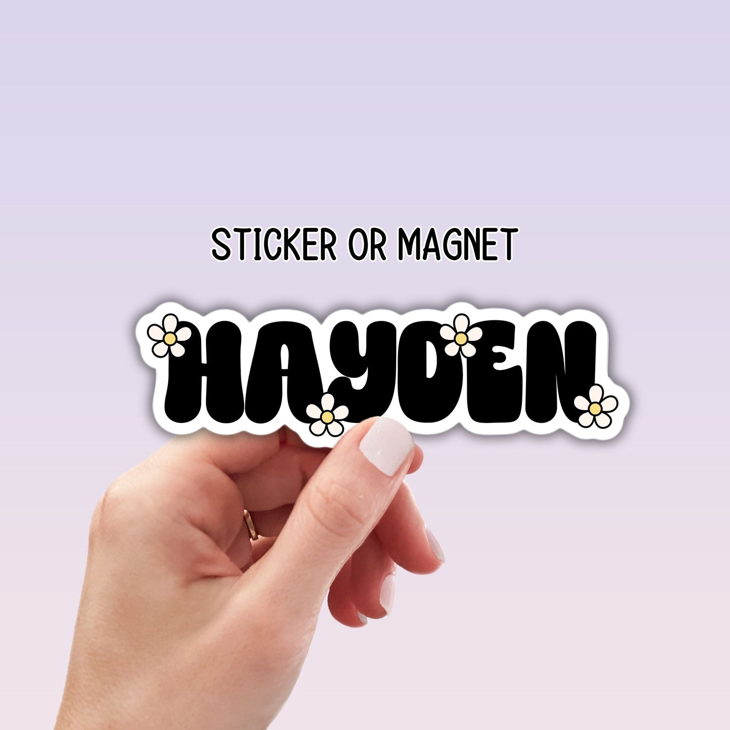 Custom name sticker Personalized name stickers Custom Name Stickers daisy stickers groovy gift kids name stickers water bottle retro hippie