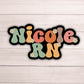 Custom nurse gift personalized nurse magnet sticker Registered nurse RN Retro font Floral Name Personalized healthcare LVN CNA name gift