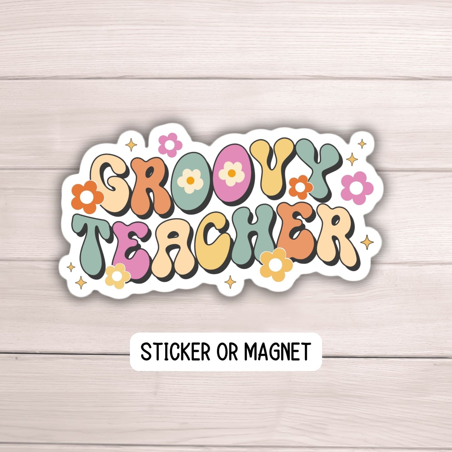 Groovy Teacher sticker magnet teacher appreciation Teacher gift retro gift cute teacher magnet lap top pre school notebook back to school