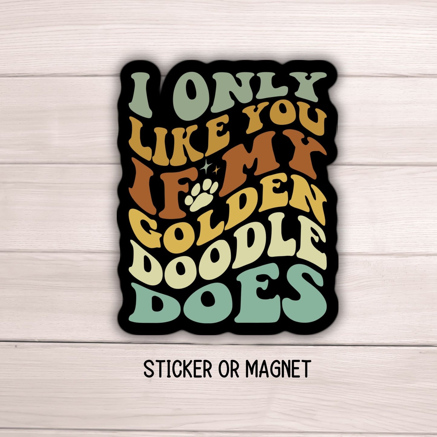Golden Doodle sticker retro Doodle Sticker Pet sticker Goldendoodle Sticker Labradoodle Bernedoodle Doodle mom dog mom gift wavy font