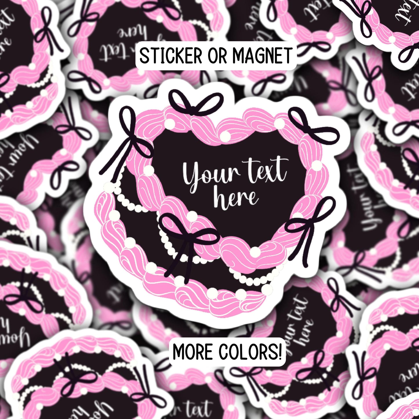 Custom Coquette sticker magnet custom text pink bow girlie personalized locker decor preppy cake cute name accessories Coquette Ribbon Bow