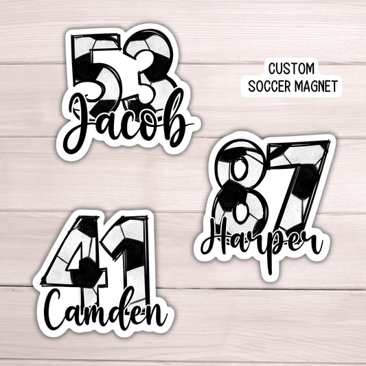 Custom Soccer number name magnet soccer team gift soccer team name personalized sports locker magnet school locker decoration