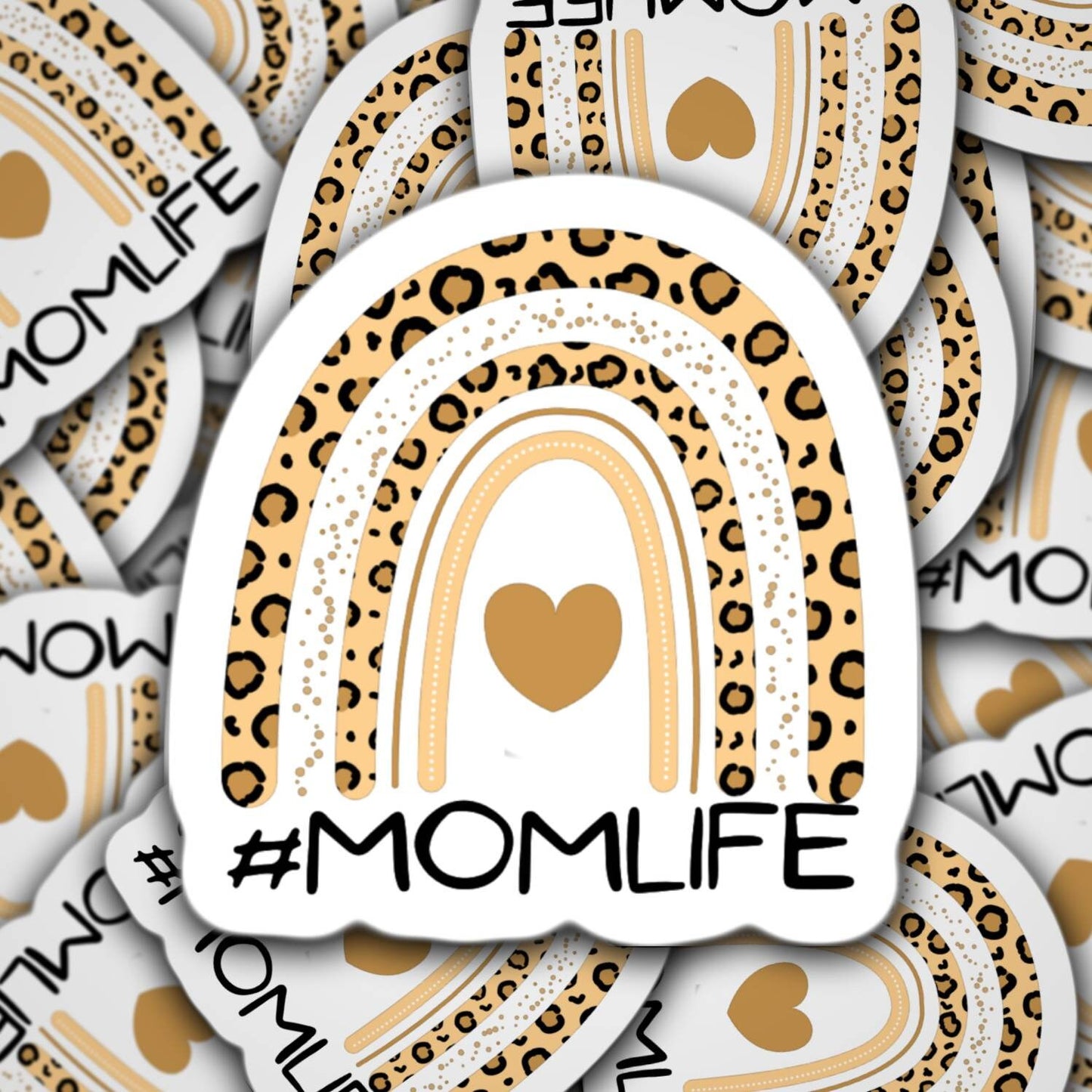 Mom life sticker, cheetah print boho rainbow, leopard rainbow, hashtag mom life, aesthetic sticker, water bottle sticker, mom gift, magnet