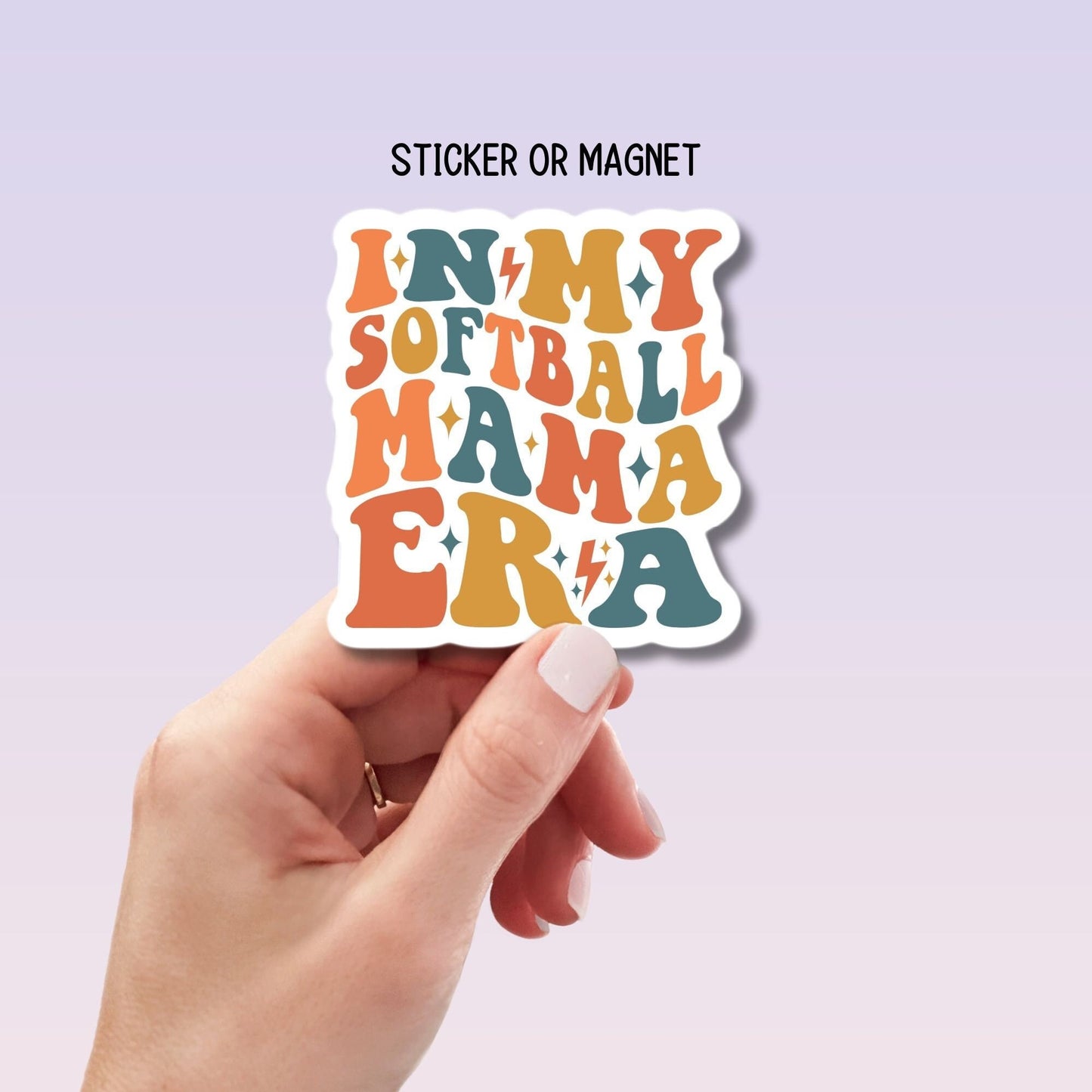 In my Softball mom era sports Soft ball Era sticker water bottle notebook Magnet fridge Hockey team gift mama sticker softball team mama