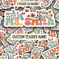 Custom teacher gift Teacher name sticker Personalized teacher sticker Custom Teacher Name Magnet Wildflowers Aesthetic Retro font Floral