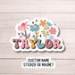 Retro floral name sticker, Personalized name stickers, Custom Name Stickers, Aesthetic stickers, best friend gift, kids name stickers, retro