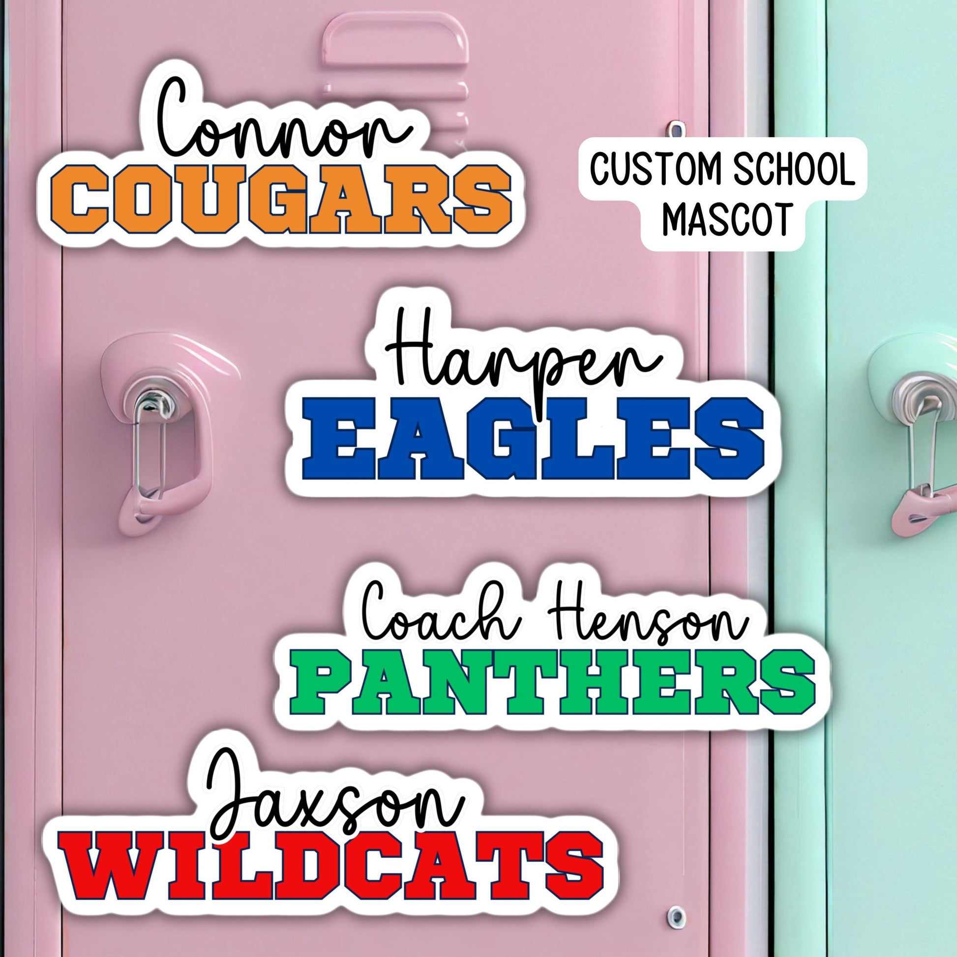 Custom school mascot magnet sticker name coach gift high school sports team cheer teacher football soccer baseball team gifts softball