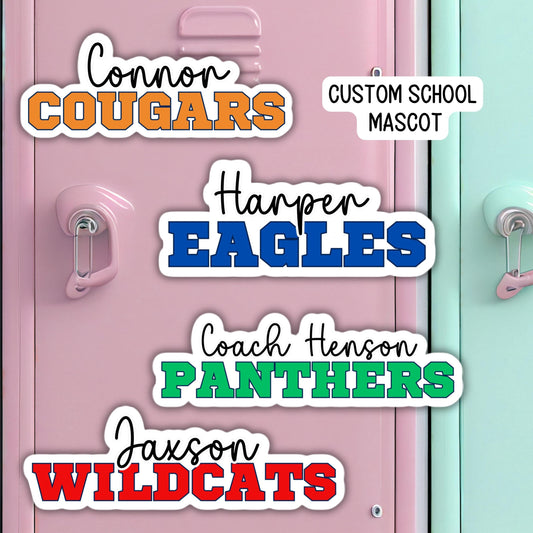 Custom school mascot magnet sticker name coach gift high school sports team cheer teacher football soccer baseball team gifts softball