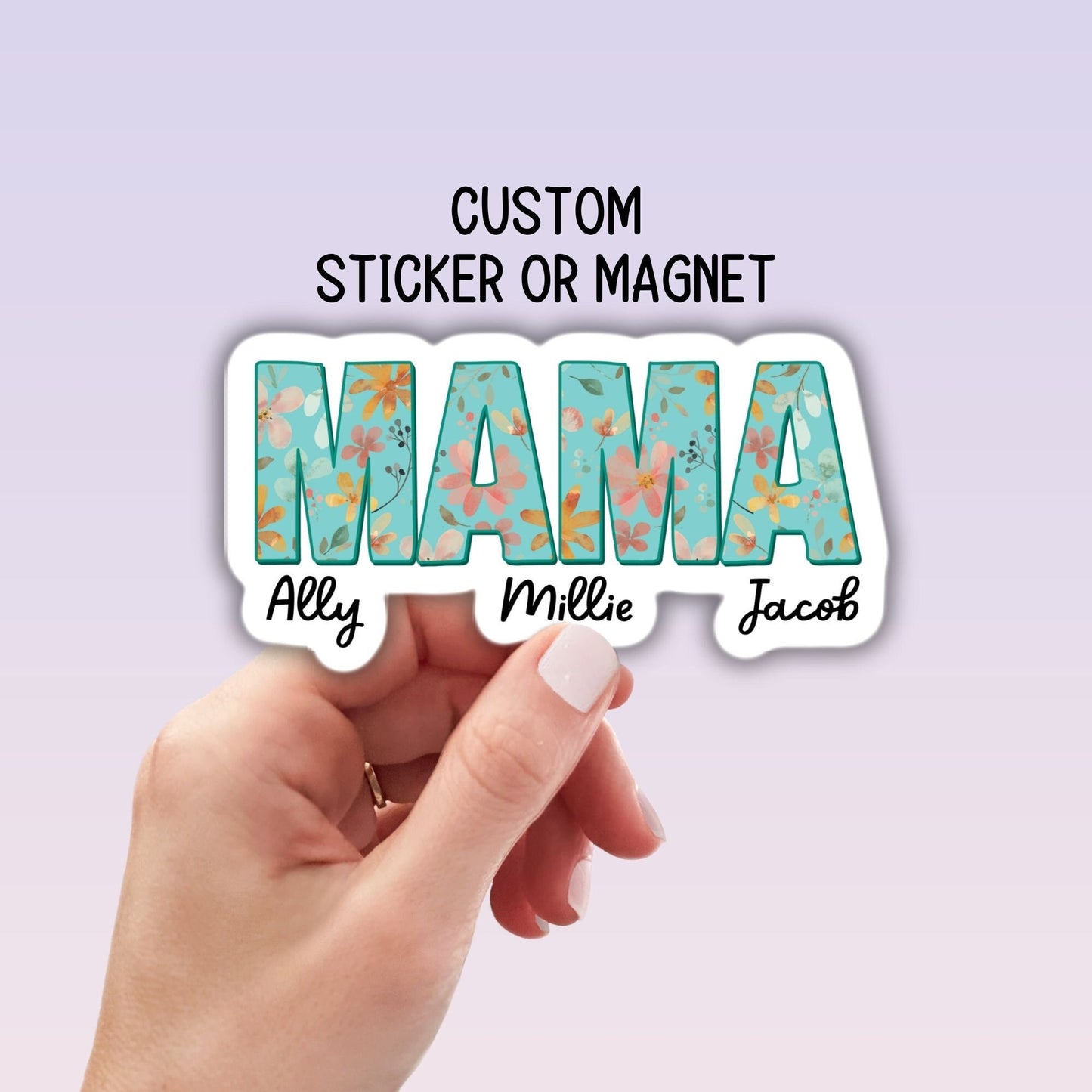 Custom mama sticker name sticker floral boho sticker mom sticker kids mommy name magnet Retro font new mom gift Floral Mother's day Tumbler