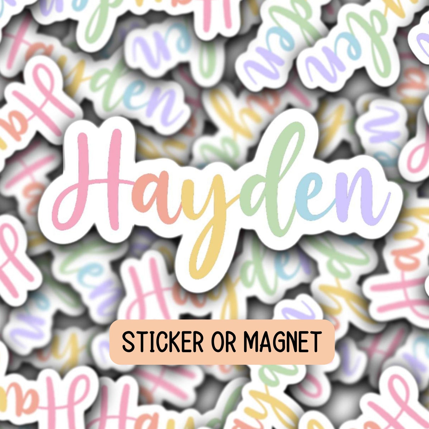 Custom name sticker Personalized Name Stickers Name magnet Water bottle sticker Tumbler cup sticker rainbow letters script name sticker gift