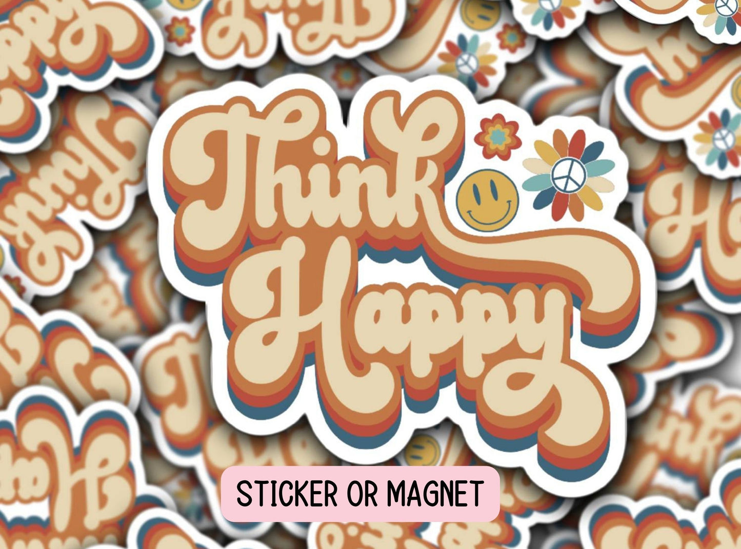 Retro sticker Positive thoughts sticker Hippie sticker Vintage sticker Magnet Tumbler cup sticker Lap top sticker water bottle sticker gift