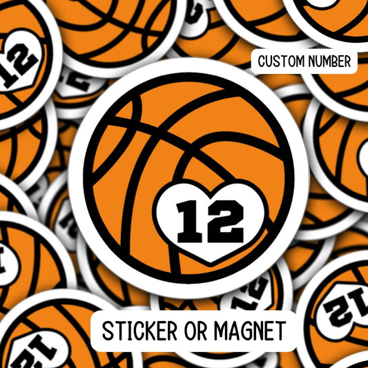 Custom Basketball sticker, basketball team gifts, basketball team names, personalized basketball , locker magnet Basketball magnet number