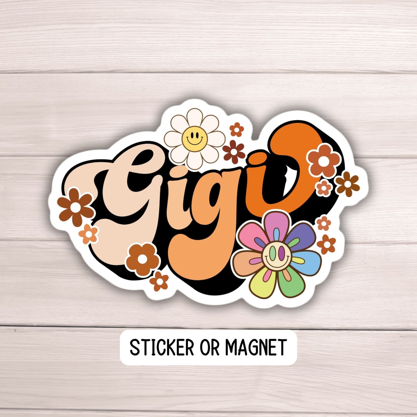 Gigi gift sticker magnet Retro wavy font Best Gigi Cute Gigi gift Gigi magnet Mother's day Gift water bottle sticker Lap top sticker rainbow