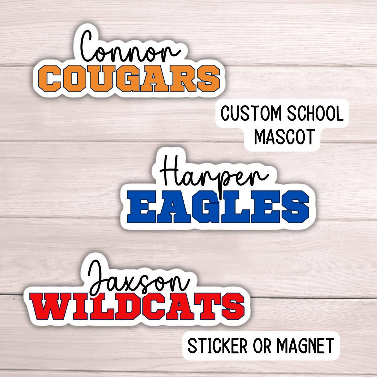 School mascot custom magnet sticker name coach gift high school sports team cheer teacher football soccer baseball team gifts softball